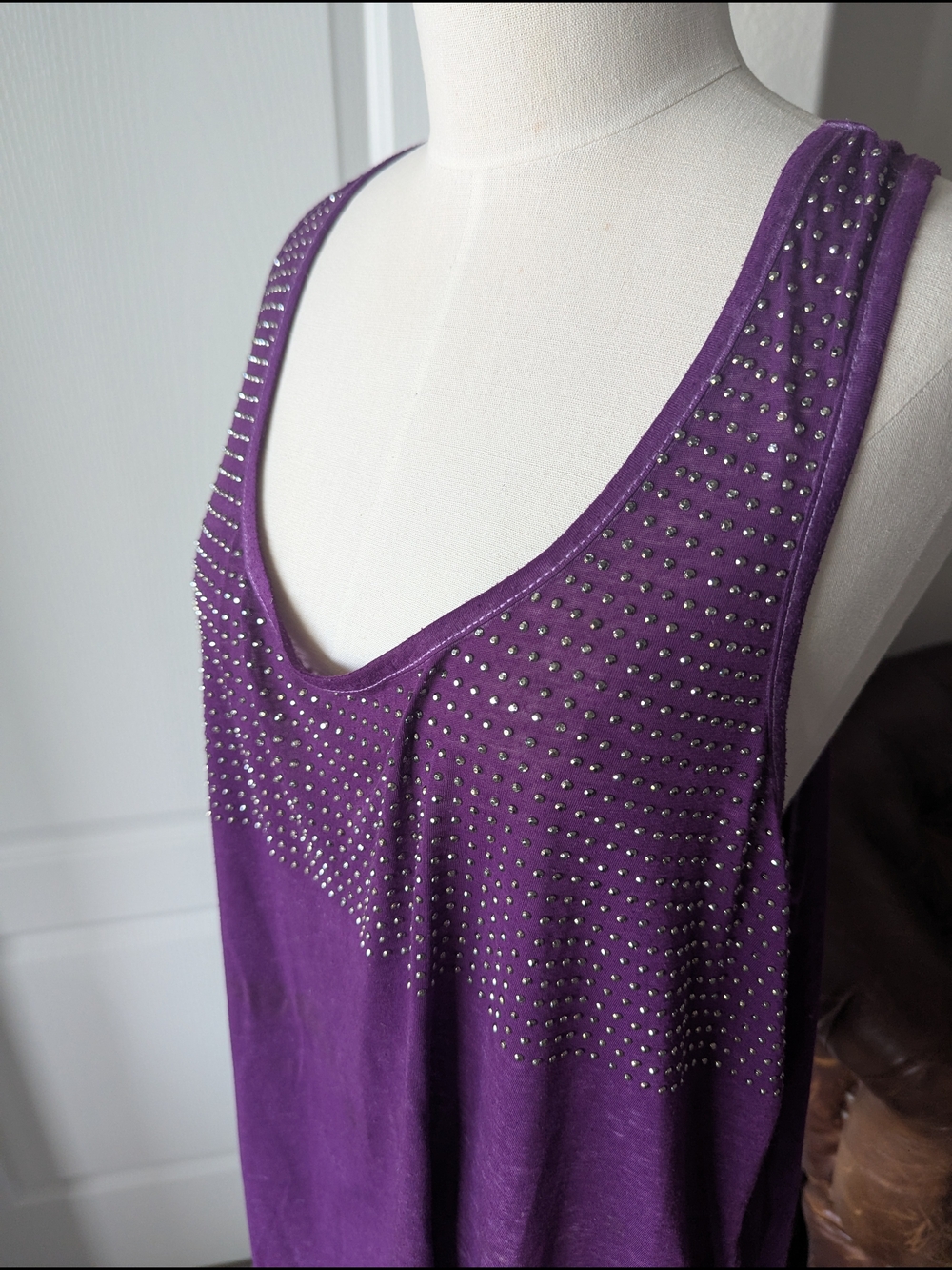 Ashley Stewart Purple Studded Tank Top